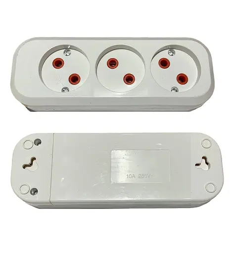 Колодка PROFI быстрой уборки 3 гнезда без заземления (конт.группа медь) ТМ LUMANO - фото 1