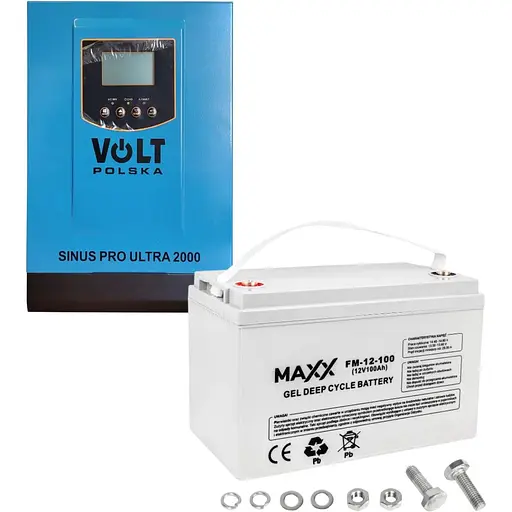 Комплект Volt Polska ULTRA-HV 2000 12/230V 1000/2000W + Акумулятор гелевий 4SUN MAXX GEL 100 Ah