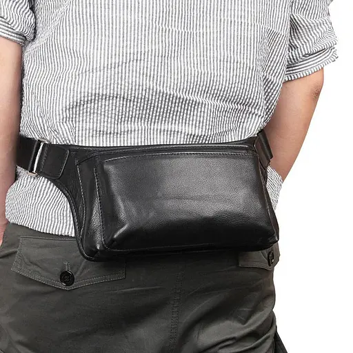 Кожаная мужская сумка на пояс John McDee 24х13,5х6 см nsa0001307 - фото 10