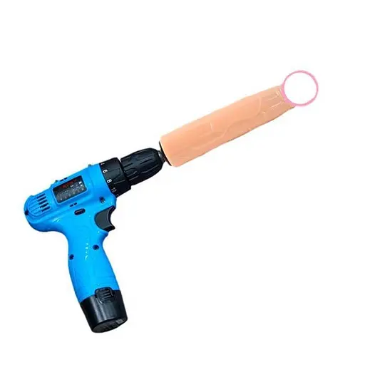 Насадка-фалос для дрелі секс-машина 18 см Тілесний K000769 - фото 2