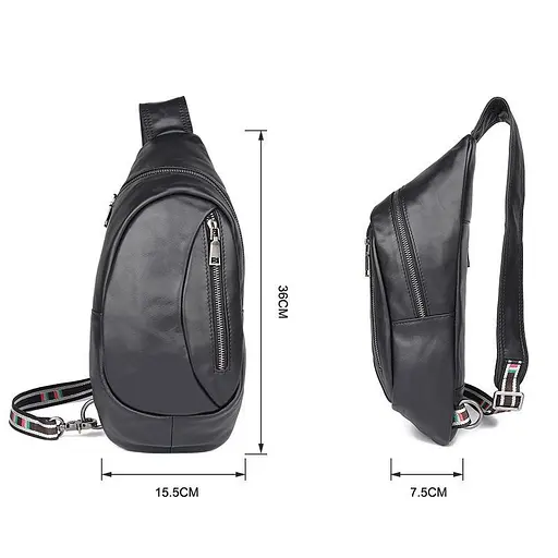 Кожаная сумка-слинг John McDee 15.5х36х7.5 см sum0025594 - фото 4