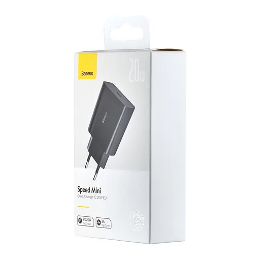 Мережевий зарядний пристрій Baseus Speed Mini Quick Charger 1C 20W EU Чорний - фото 2