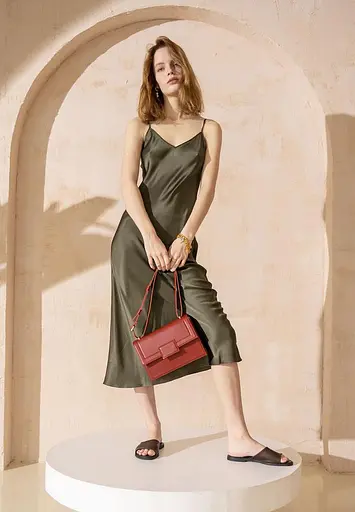 Жіноча шкіряна сумка Kelly червона - фото 7