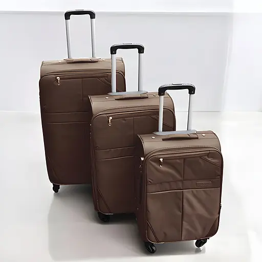 Набір тканинних валіз 3в1 з кодовим замком та телескопічною ручкою коричневий (24-292) - фото 2