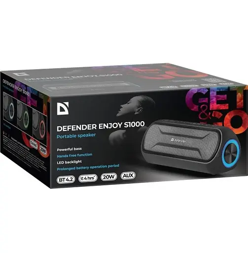 Акустична bluetooth колонка Defender Enjoy S1000 20W LED microSD USB TWS (Чорний) - фото 5