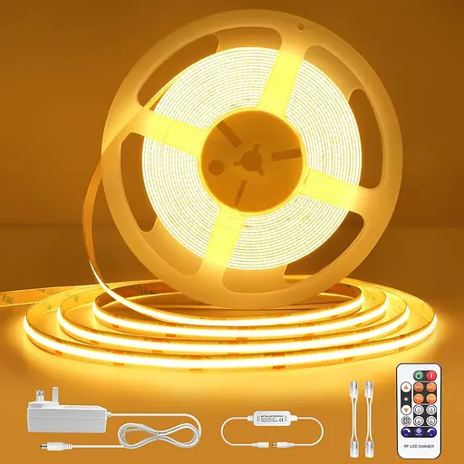 Світлодіодна стрічка Cob LED Strip Light 10 м з таймером, затемнювані стрічкові світильники з радіочастотним пультом дистанційного