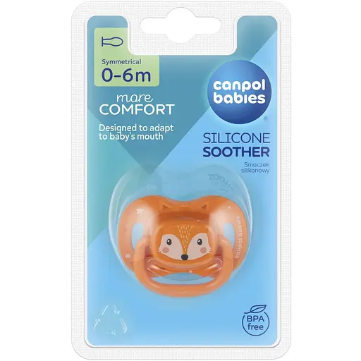 Пустушка Canpol babies Cute Animals силіконова симетрична 0-6 міс. помаранчева (34/924_ora) - фото 3