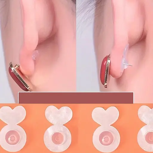 Заглушки для підтримки важких і великих сережок-пусет, силіконові, невидимі, 6 шт у наборі - фото 5