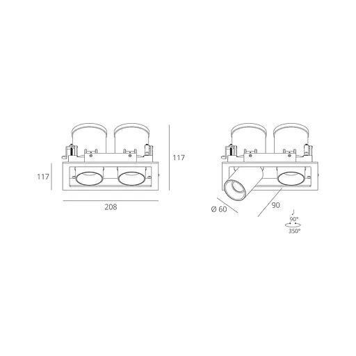 Точечный светильник RGL7117-2 2×12W WH+BK 3000K - фото 2