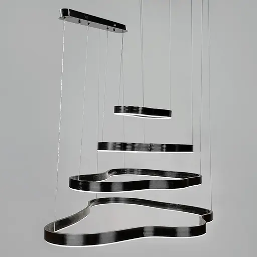 Вражаюча чорна люстра на 4 яруси 100+83+63+43 см | Арт. PCL003-100*80*60*40 BK | Line F - фото 1