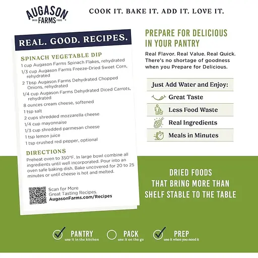 Шпинат нарезанный сублимированный Augason Farms с большим сроком годности 25 лет 45 порций - фото 2