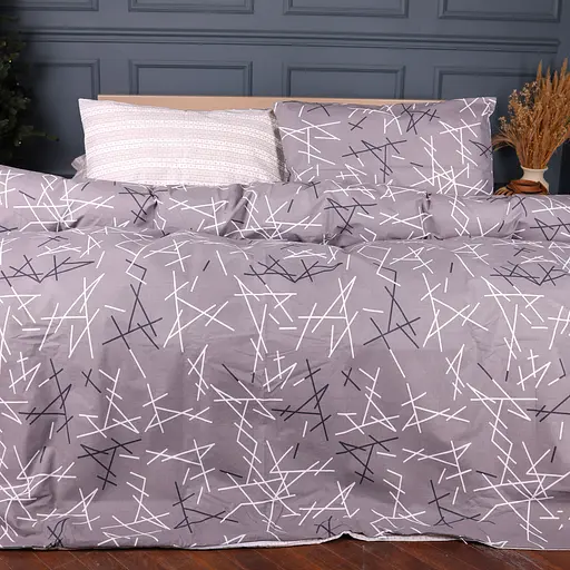Комплект постільної білизни MirSon Scandi Lines Ranforce Elite 220х240 см сірий (2200012434390)