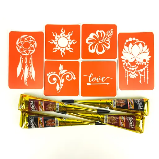 Набор хны с трафаретами для био-тату №1 Fresh Tattoo henna-set-01 - фото 5