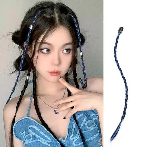 Накладні тонкі коси на шпильці (канекалон) 45 см Синій K0864-4 - фото 2