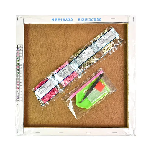 Алмазна мозаїка Strateg ПРЕМІУМ четверо звірят розміром 30х30 см (HEE16309) - фото 2