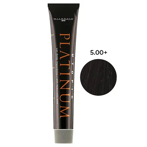 Професійна стійка крем-фарба для волосся Hipertin Platinum 5.00+ світло-каштановий інтенсивний 60 мл - фото 1