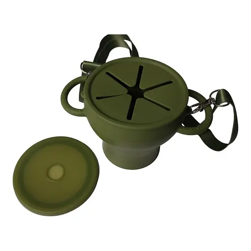 Безопасная пищевая силиконовая складная чашка oldbro 450 мл olive dark - фото 1