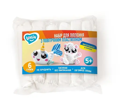 Набір для ліплення з повітряним пластиліном, 6 стіків, TM Lovin