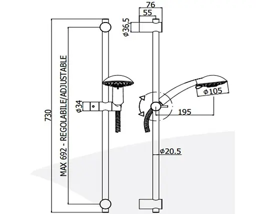 Душовий гарнітур Paffoni ZSAL 120 CR, Хром - фото 2