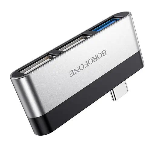 Мульти адаптер хаб Borofone DH1 3в1 Type-C to USB 3.0 F/ 2 USB 2.0 F - фото 4