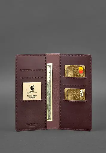 Шкіряне портмоне-купюрник 11.0 бордове - фото 3