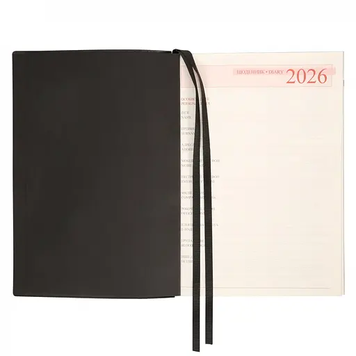 Щоденник-діловий записник А5 Leo Planner Velvet 2026 м'який чорний 368 сторінок (252638) - фото 4