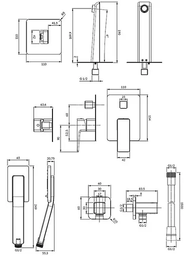 Душевая система скрытого монтажа Omnires Parma black mat SYSPMW01BL Черный матовый - фото 2