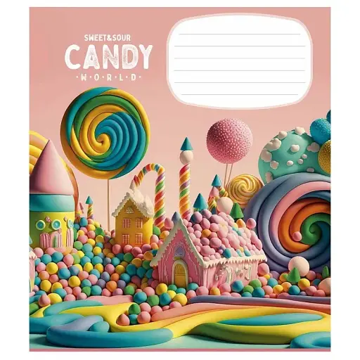 Тетрадь ученическая Школярик Candy world 012-3266C-4 в косую линию 12 листов - фото 1