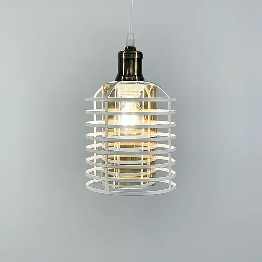 Підвіс в стилі Лофт з янтарним плафоном у білому корпусі 30х17 см | Line F | Арт. 12056/1 WT+AM - фото 3