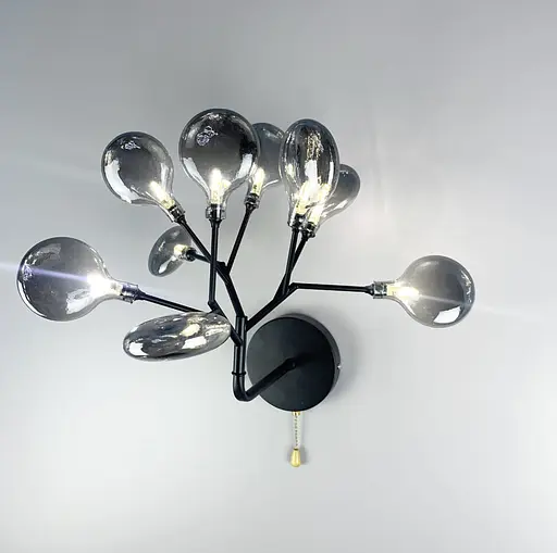 Флористичний настінний світильник у чорному корпусі Арт. W 686/9 BK Line F - фото 3