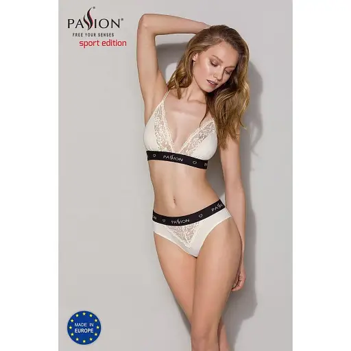 Эластичный топ с кружевом Passion TOP ecru L - фото 5