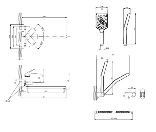 Змішувач для ванни Lidz Orion 005 Chrome з душовим гарнітуром LDORI005CRM48094 - фото 8