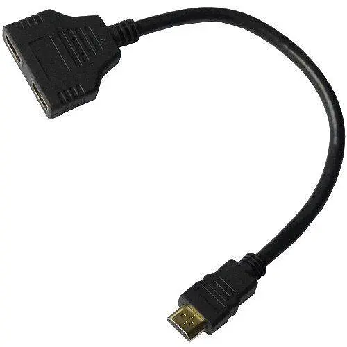 Переходник TCOM штекер HDMI 2 гнезда HDMI-сплитер шнур 0.2 м - фото 2