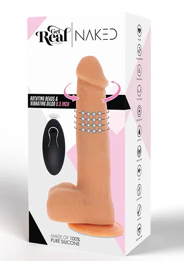 Вібратор Toy Joy Get Real Naked Rotating Beads Vibrating Dildo 8.5 16 см тілесний - фото 7