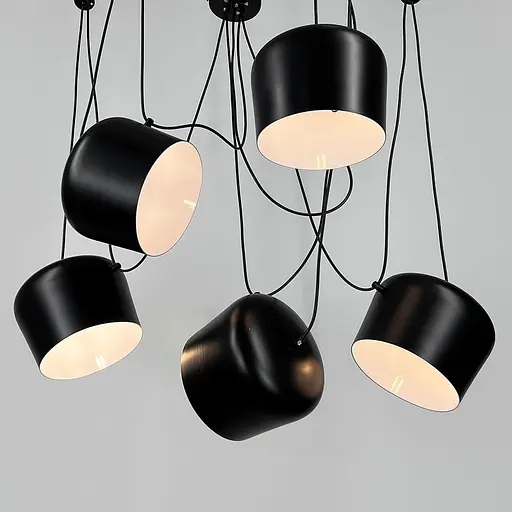 Светильник на 5 металлических плафонов с культовым дизайном Line F | Ст. MJ92/5 BK - фото 7