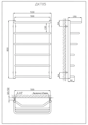 Водяной полотенцесушитель Kosser Каскад Трапеция 800x530/6 ДКТ05, Хром - фото 5