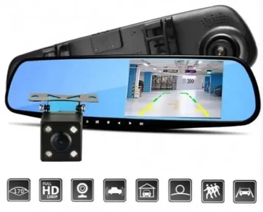Автореєстратор Blackbox DVR AK47 в дзеркалі з камерою заднього виду - фото 2