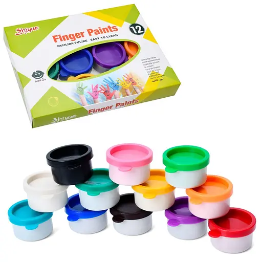 Набір для творчості "Пальчикові фарби" Bamvi MK 5394, 12 кольорів, 30 мл - фото 1