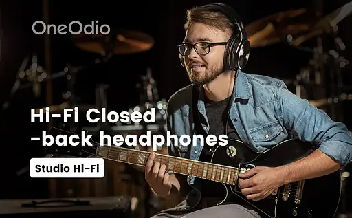 Накладні провідні студійні HIFI навушники OneOdio Studio Wireless black зі складною конструкцією та мікрофоном - фото 5