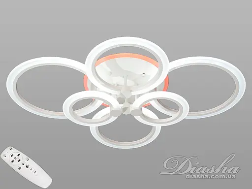 Декоративна люстра на стелю з пультом, підсвічуванням,105W, біла - фото 1