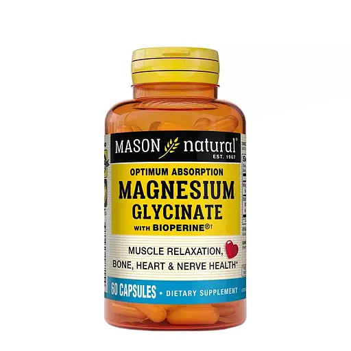 Магнію глицинат з біоперином 240 мг Mason Natural Magnesium Glycinate with Bioperine 60 капсул