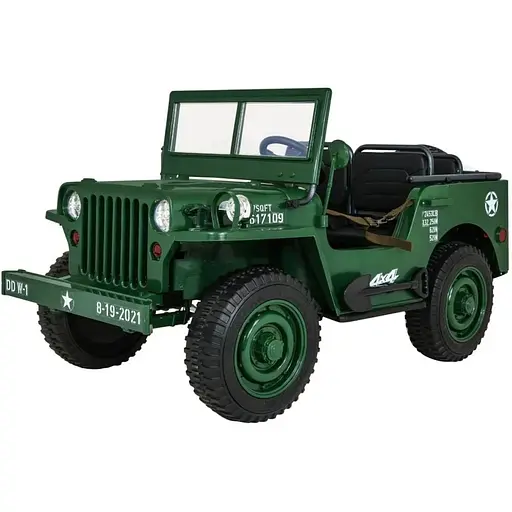 Електроавтомобіль військовий Ramiz Retro Strong MP3 LED 24 В, зелений (PA.JH-101.24V.ZIE)