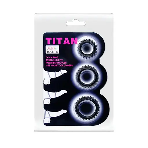Набор эрекционных колец Baile Titan Cock Ring Set 3 шт. чёрный  - фото 7