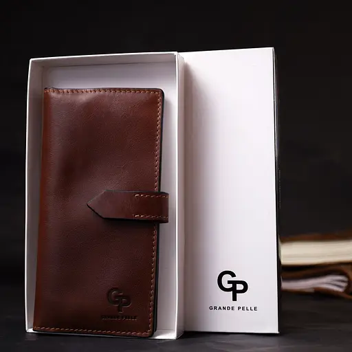 Шкіряний чоловічий гаманець Grande Pelle 9.3х18х1 см acs0026947 - фото 9