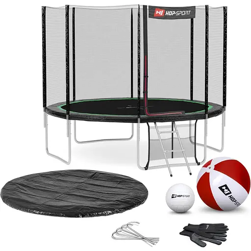 Батут Hop-Sport 12ft (366см) чорно-зелений з зовнішньою сіткою - фото 4