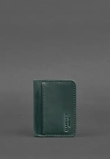 Кожаная обложка для ID-паспорта и водительского заседания 4.1 зеленая Crazy Horse с гербом - фото 2