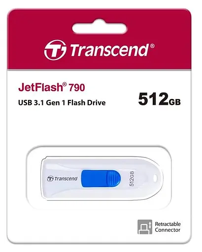 USB флеш накопичувач Transcend 512GB JetFlash 790 White USB 3.1 (TS512GJF790W) - фото 3