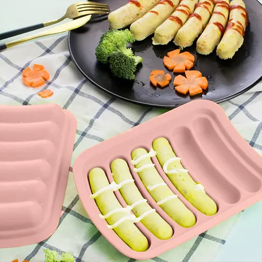 Форма для запікання випічки силіконова домашніх хот-догів, сосисок, ковбасок, кебаба кебабниця, A-plus Рожевий 86429 - фото 2