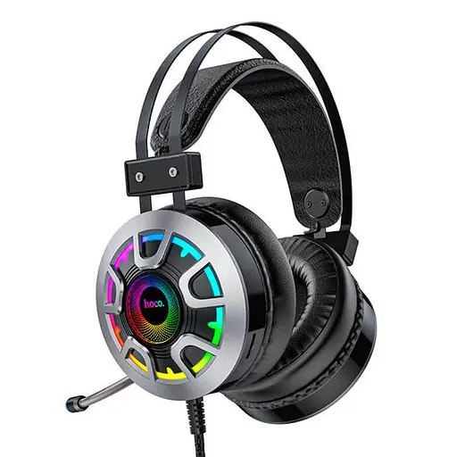 Дротова ігрова гарнітура Hoco Gaming LED headphones Hi-Res ESD05, USB, 2x3.5mm, 2m, black - фото 2