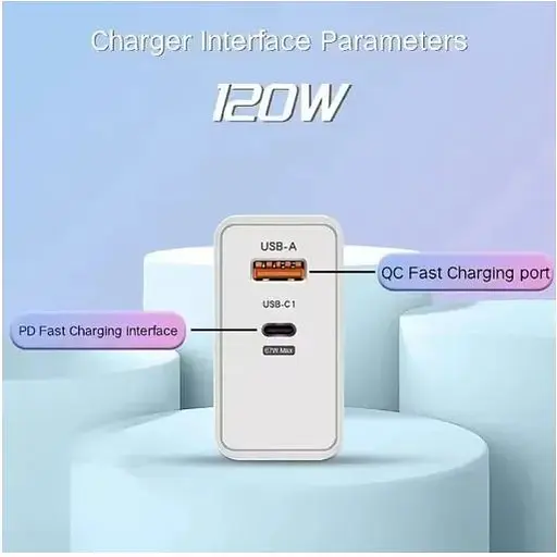 Зарядное устройство Gan 120W Charger + Кабель 6A USB-A to USB-C Белый (SH0000313) - фото 3